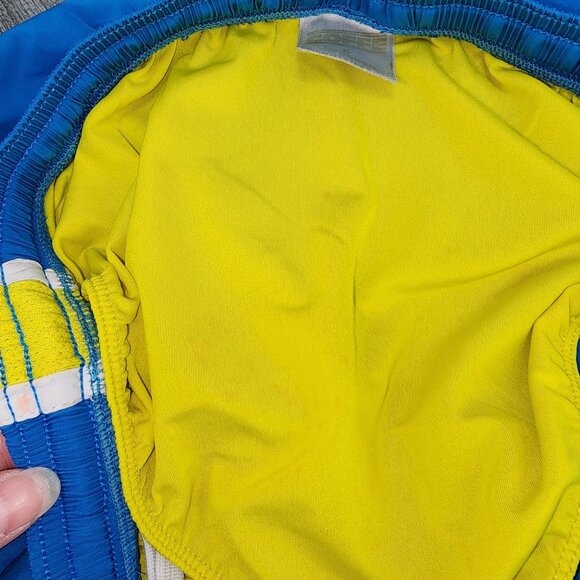 Women's Juniors Soffe Lined Running Shorts Dri-Fit Small Blue Neon Yellow - Picture 11 of 13